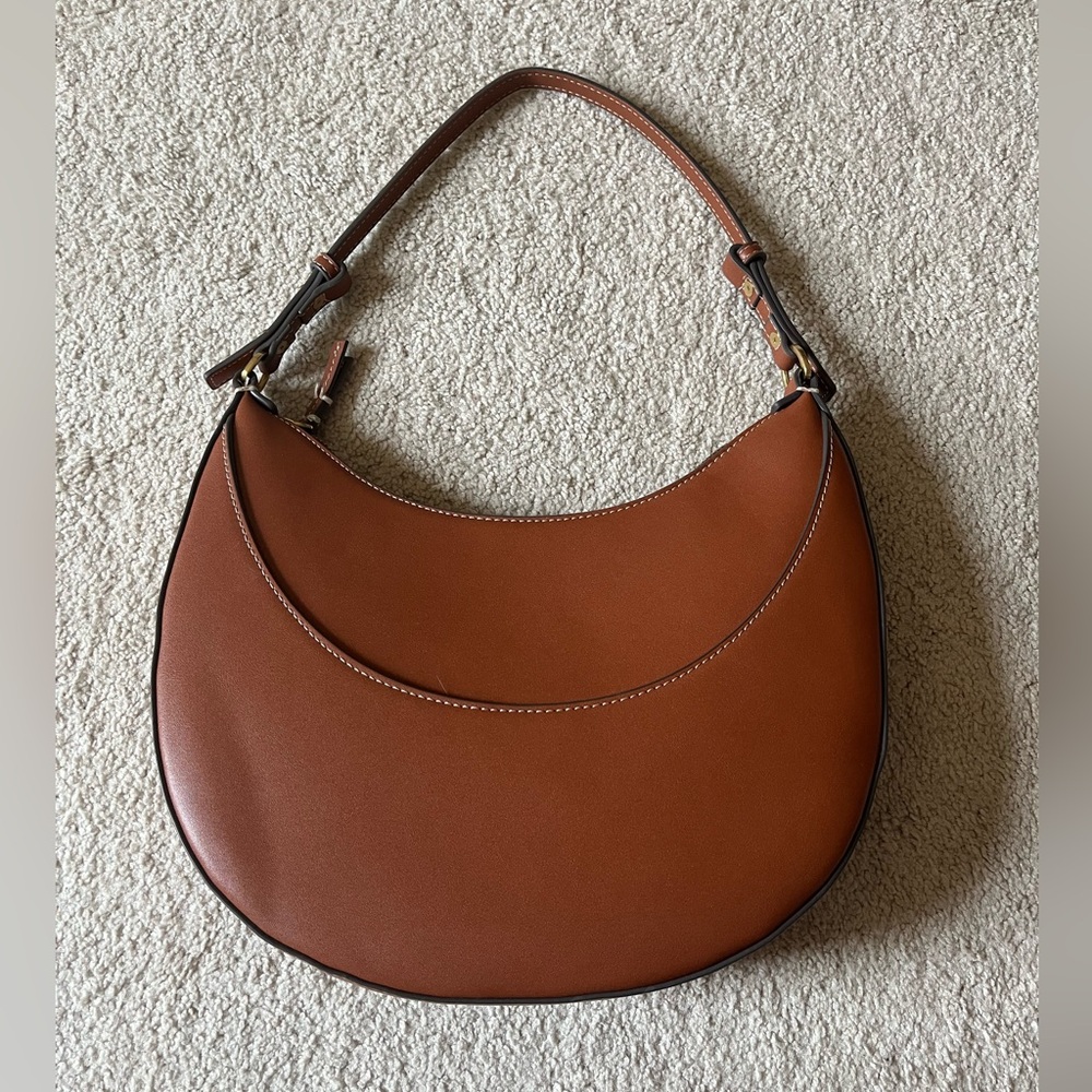 MANGO Brown Leather Shoulder Bag